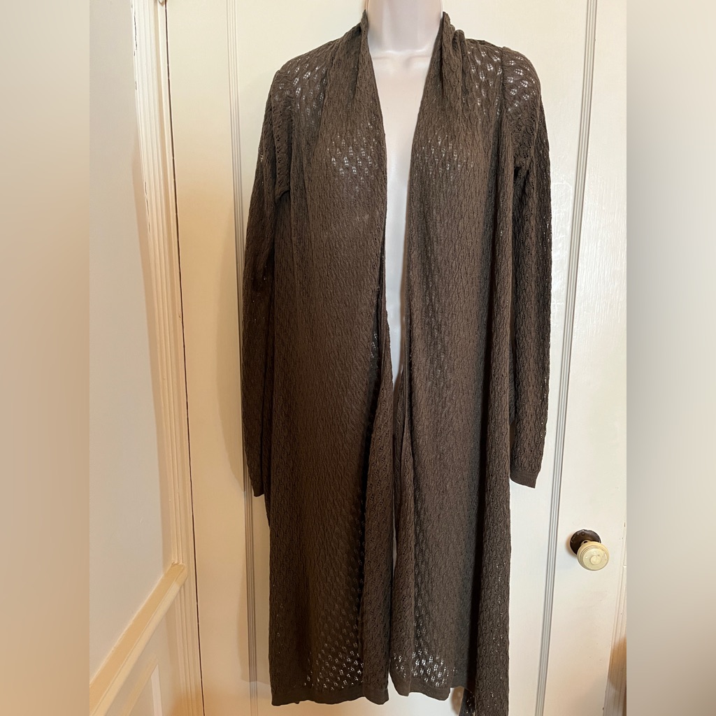 Pure Dkny Open Weave Linen And Silk Draped Cardigan